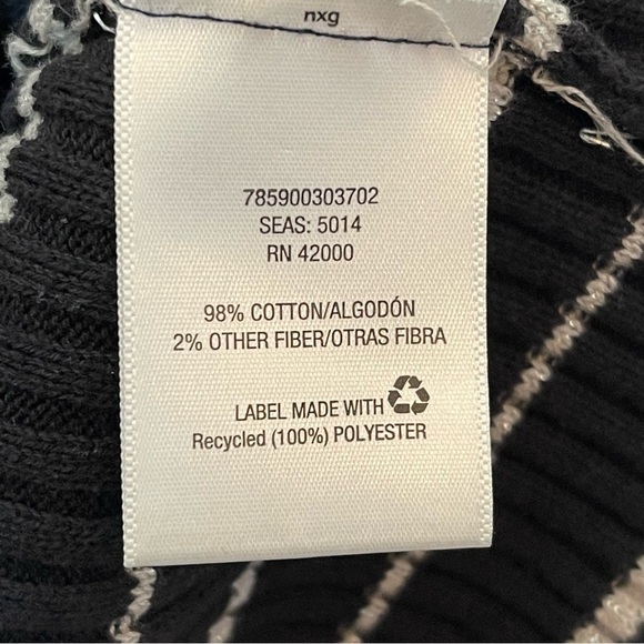 Basic Editions Strip V Neck Long Sleeve Sweater Sz L - Picture 6 of 10